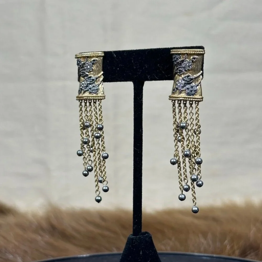 Gold & Silver Vintage Chain Dangle Earrings - Picture 2 of 3